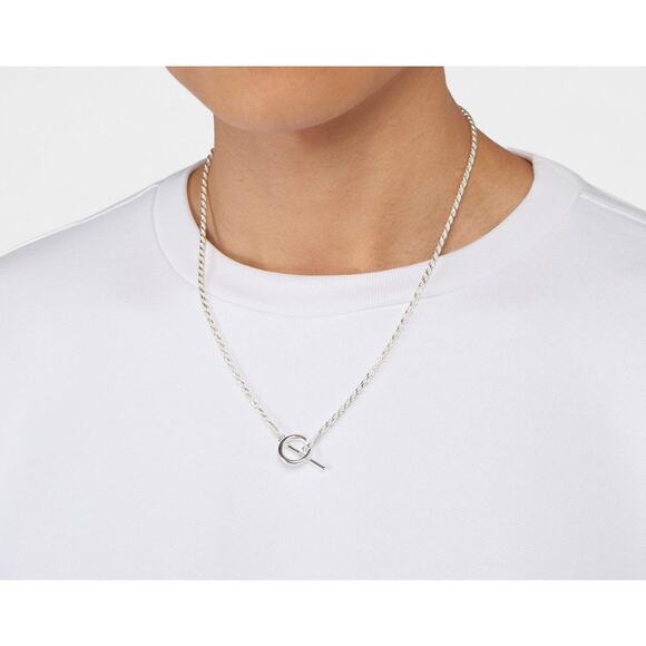 Rope Chain with Toggle Clasp, SOLID Sterling Silver Necklace, Stamped 925 ITALY - Picture 2 of 6